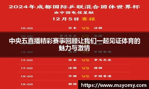 中央五直播精彩赛事回顾让我们一起见证体育的魅力与激情